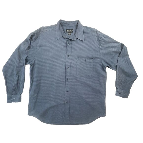 Eddie Bauer Blue HoundsTooth Long Sleeve Shirts Men's Long Large Some Defects - Picture 1 of 9